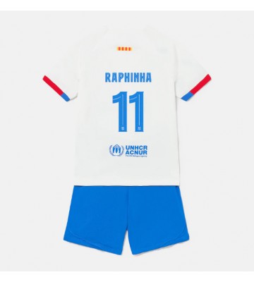 Lacne Dětský Futbalové dres Barcelona Raphinha Belloli #11 2023-24 Krátky Rukáv - Preč (+ trenírky)